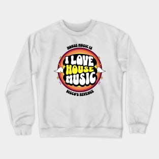 HOUSE MUSIC  - I Love Rainbow Circle (Black/Yellow/Red) Crewneck Sweatshirt